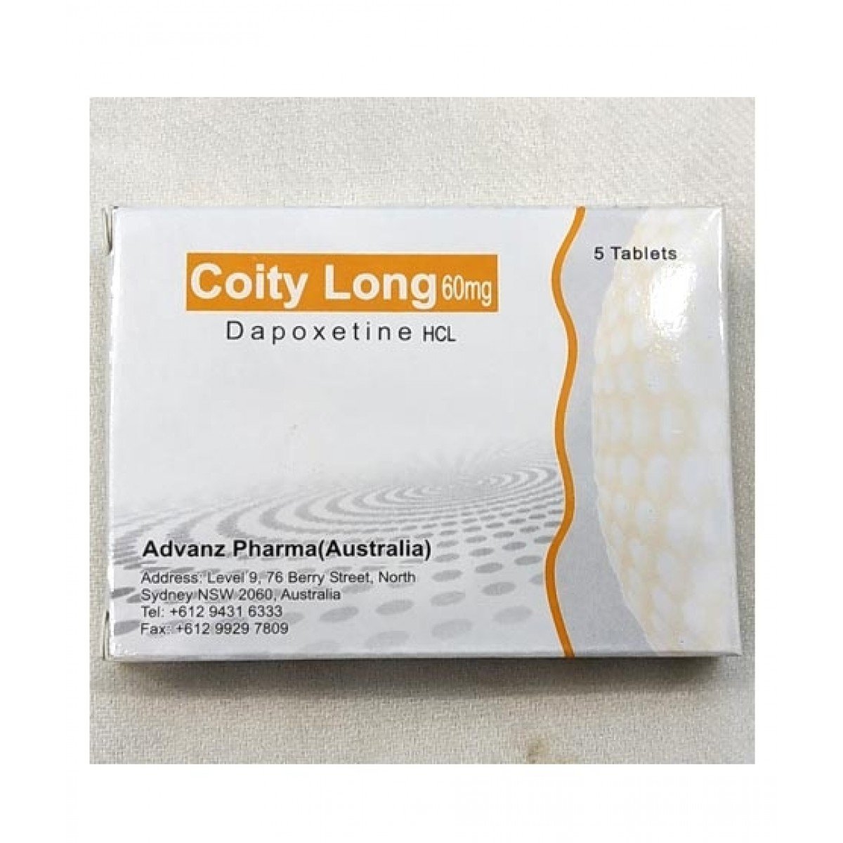 Coity Long dapoxetine 60mg film-coated tablets blister pack